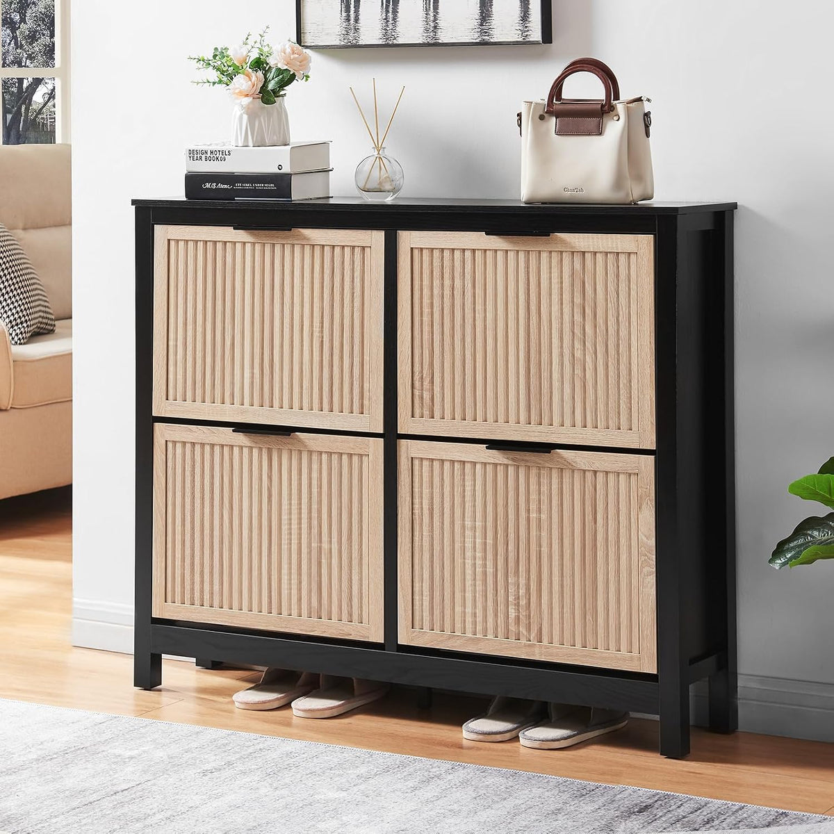Vivienne Narrow 4 Flip Drawer Shoe Cabinet