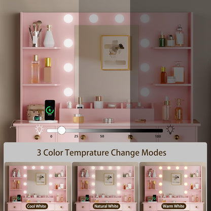 Paloma Lighted Vanity Desk with Charging Station