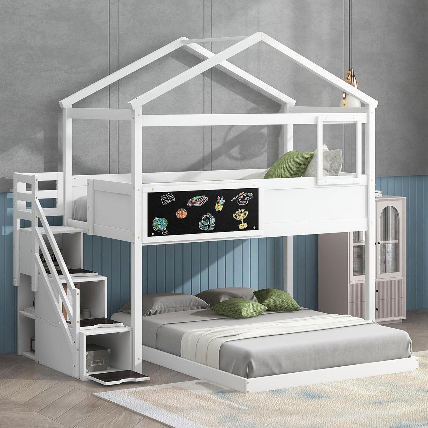 Lyra Twin Over Full Kids Bunk Bed With Stairs