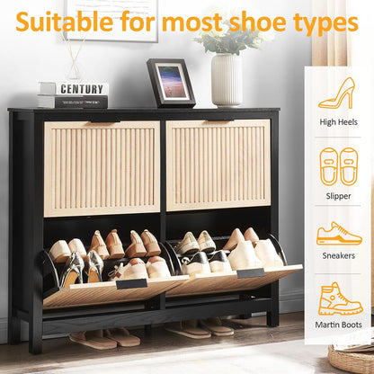 Vivienne Narrow 4 Flip Drawer Shoe Cabinet