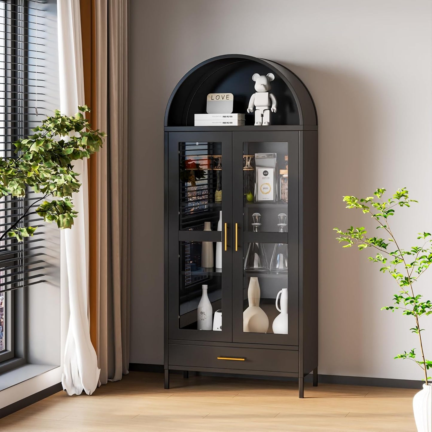 Fleur Black Arched Storage Display Cabinet