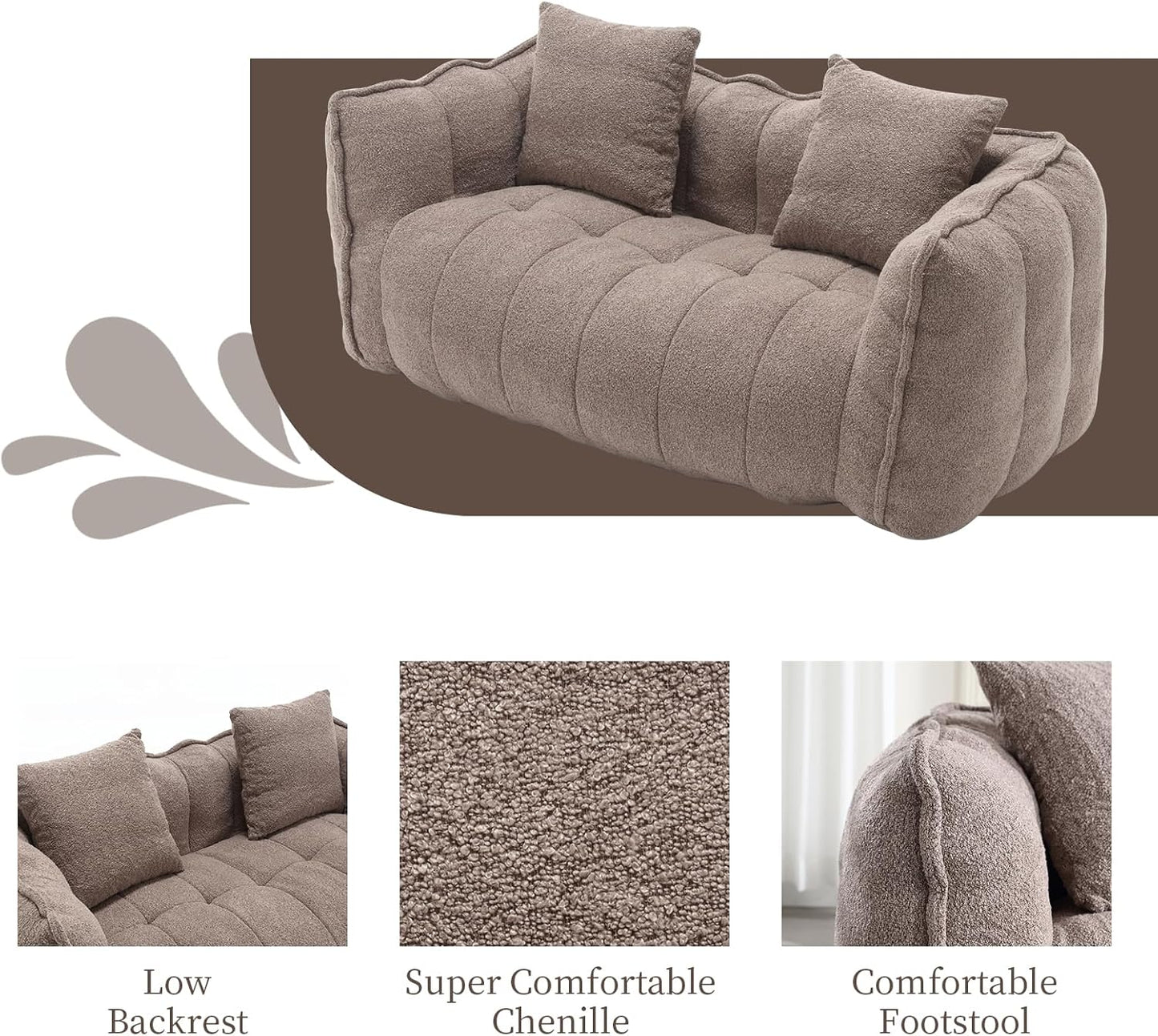 Ella Bean Bag Loveseat Sofa Couch