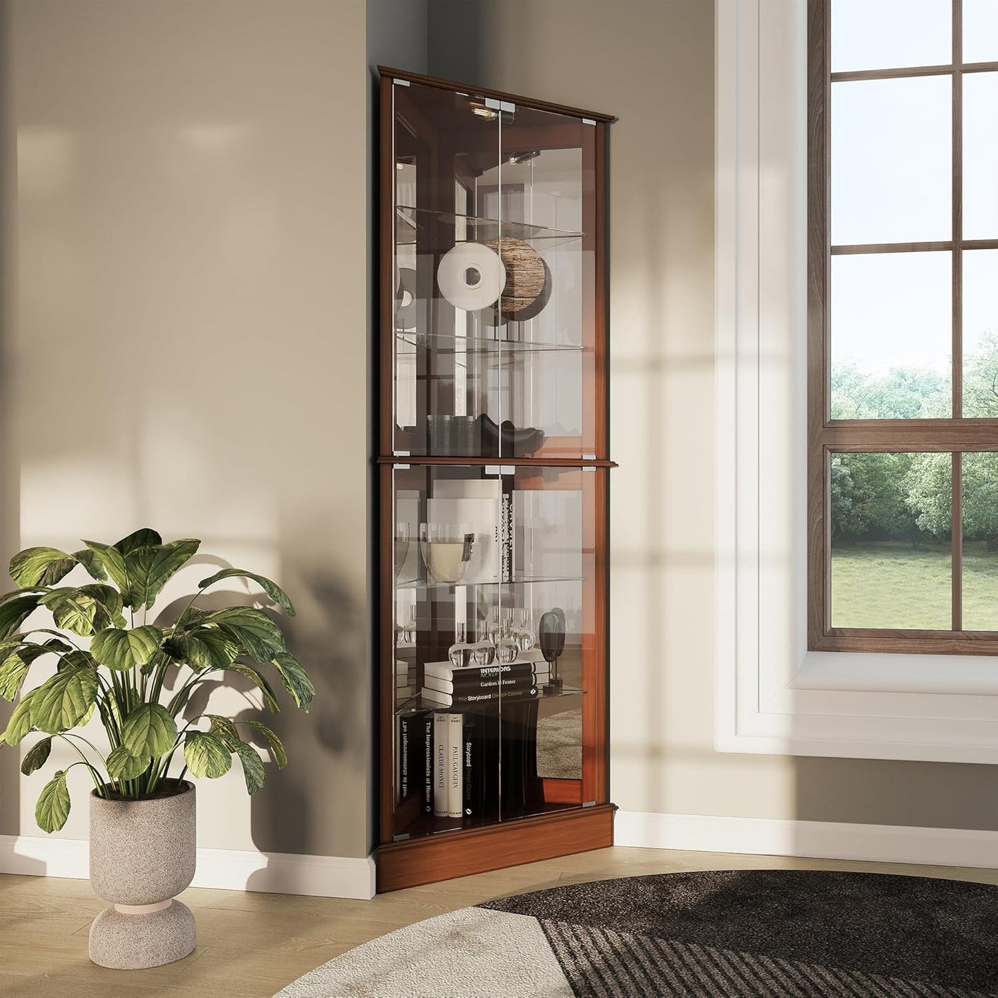 Nunez Corner Curio Cabinet With Glass Doors