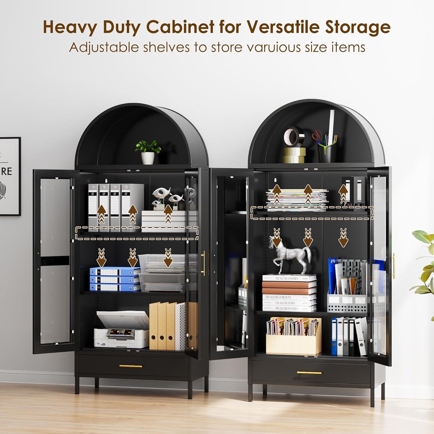 Fleur Black Arched Storage Display Cabinet