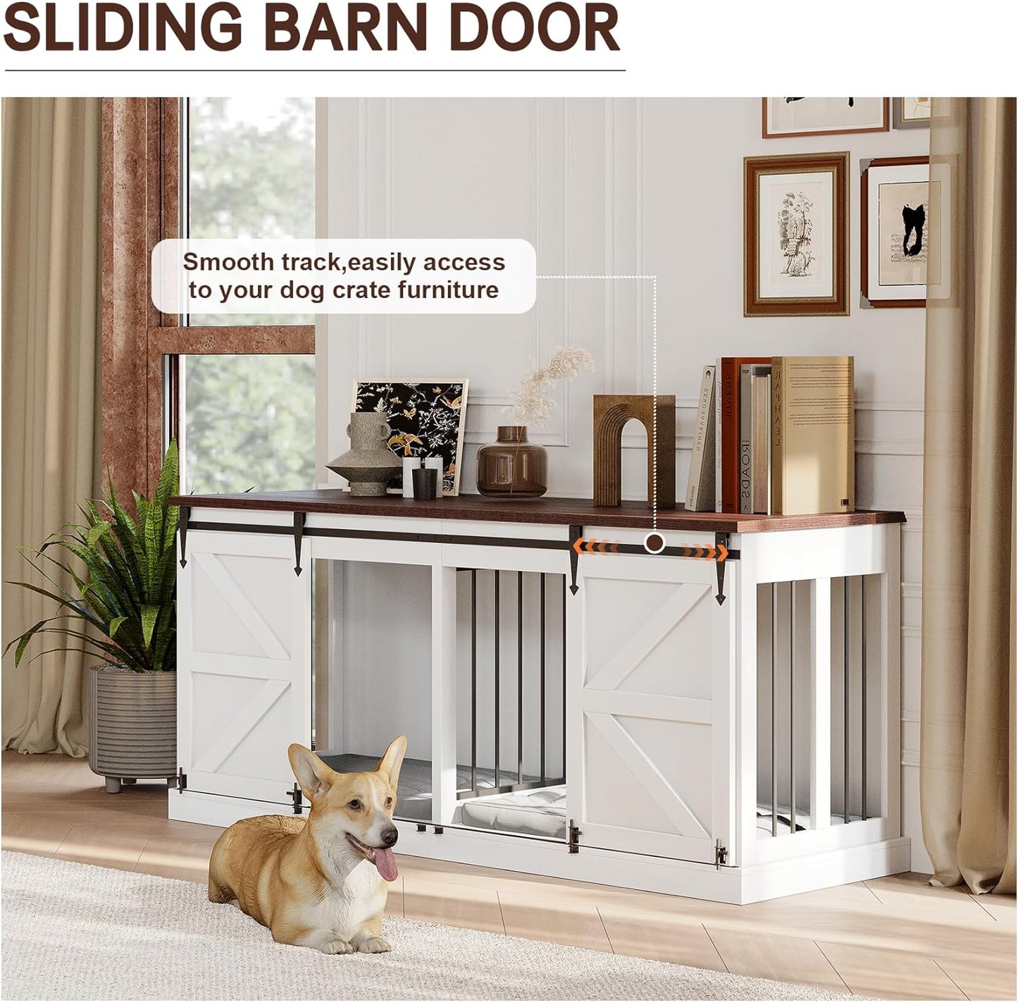 Farmhouse Double Dog Crate Furniture For 2 Dogs