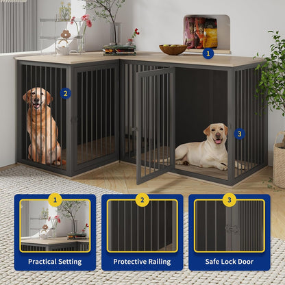 Beard Double Dog Crate Furniture For 2 Dogs