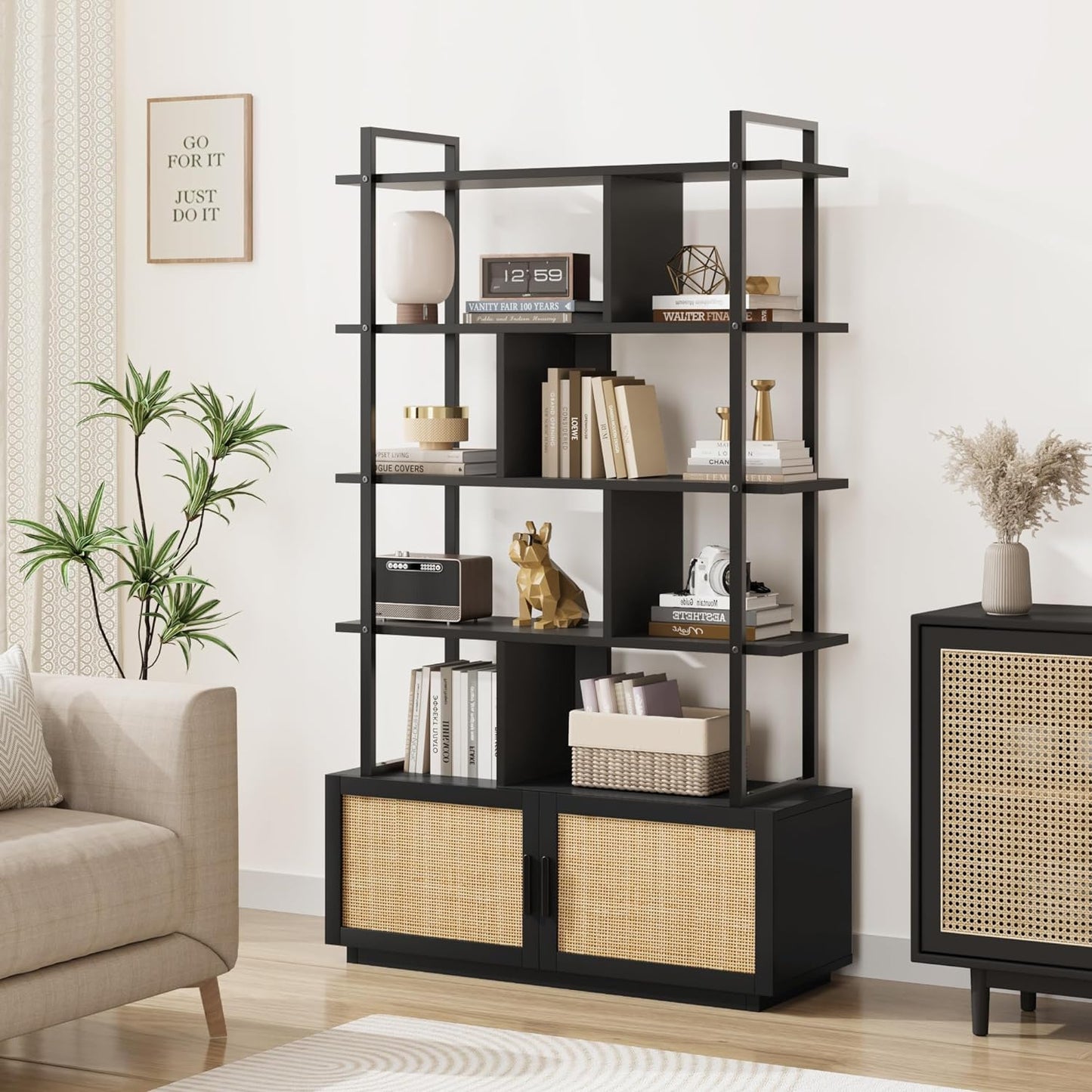 Lam Tall Rattan Bookcase Bookshelf