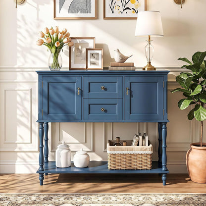 Sylvia 40" Console Table with 2 Drawers & 2 Cabinets, Navy Blue
