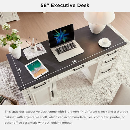 Ines Farmhouse Executive Office Desk