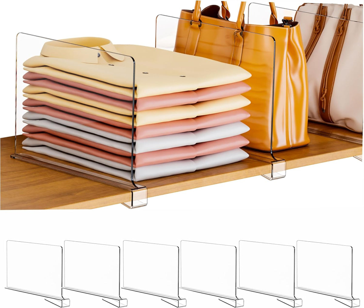 Indie Acrylic Closet Shelf Dividers 6-Pack