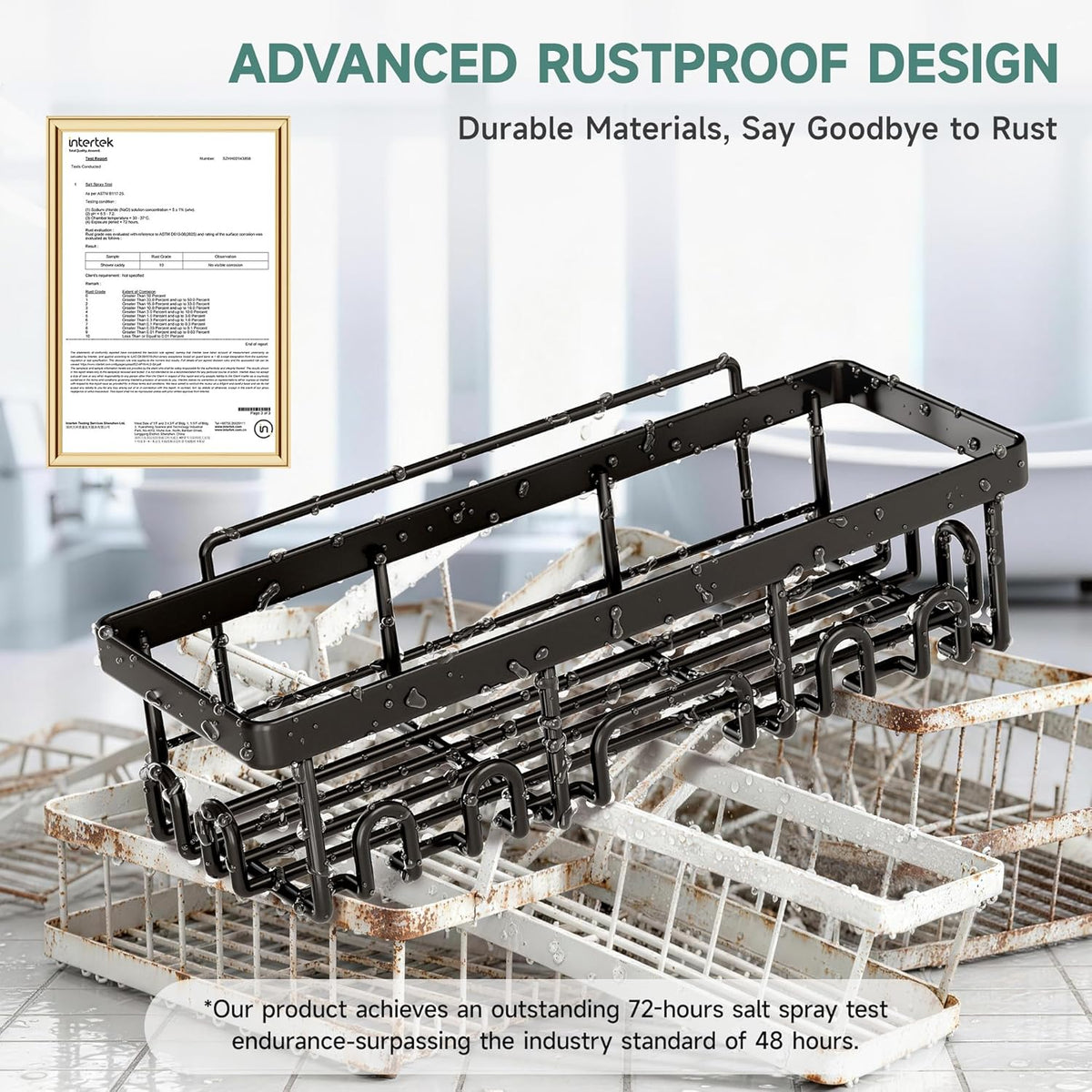 Lola Adhesive Shower Caddy 6-Pack Black