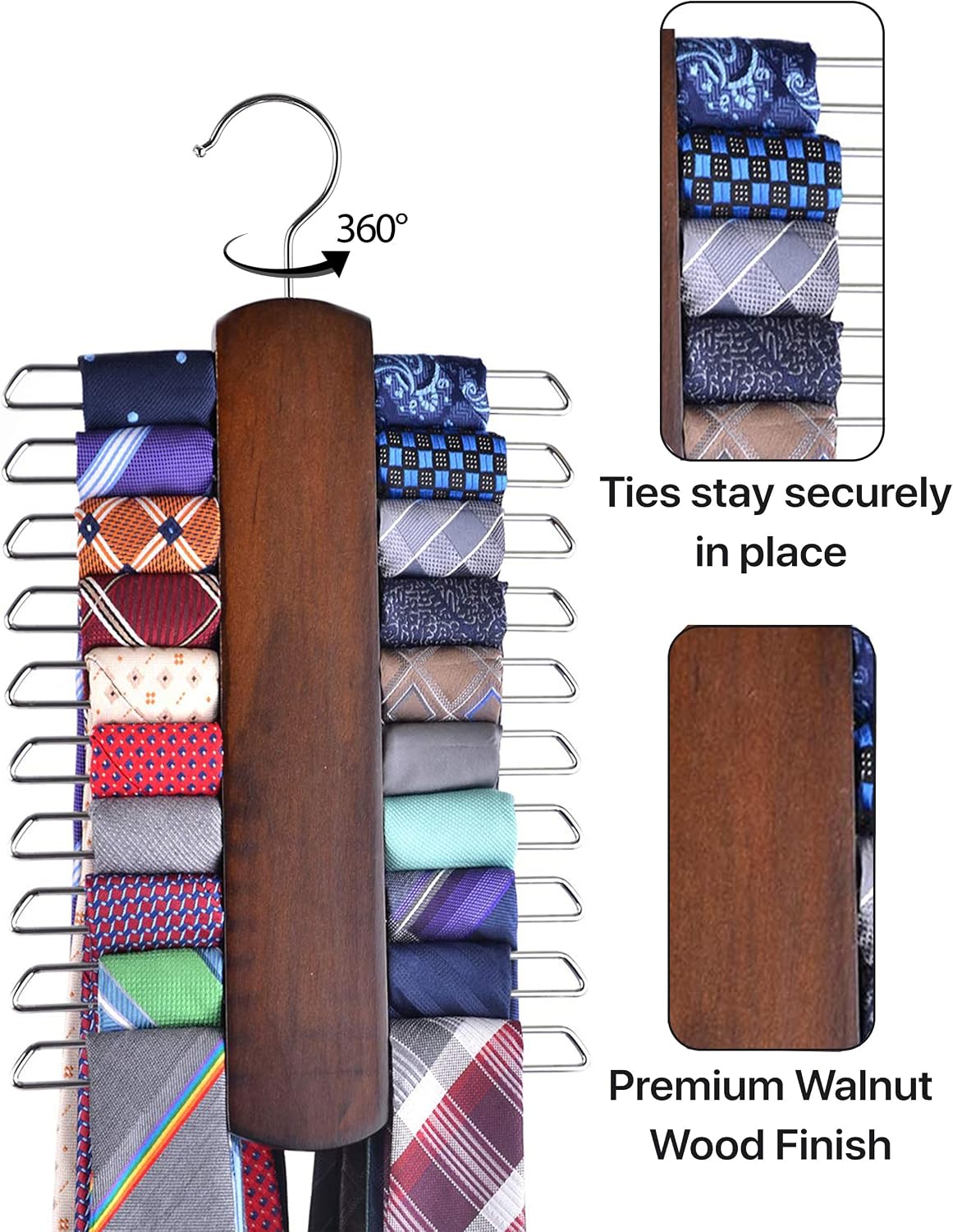 Hazel Walnut Tie and Belt Hanger 20-Hook
