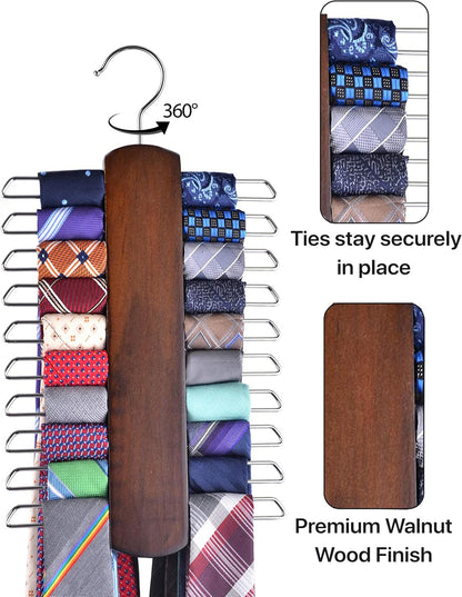 Hazel Walnut Tie and Belt Hanger 20-Hook
