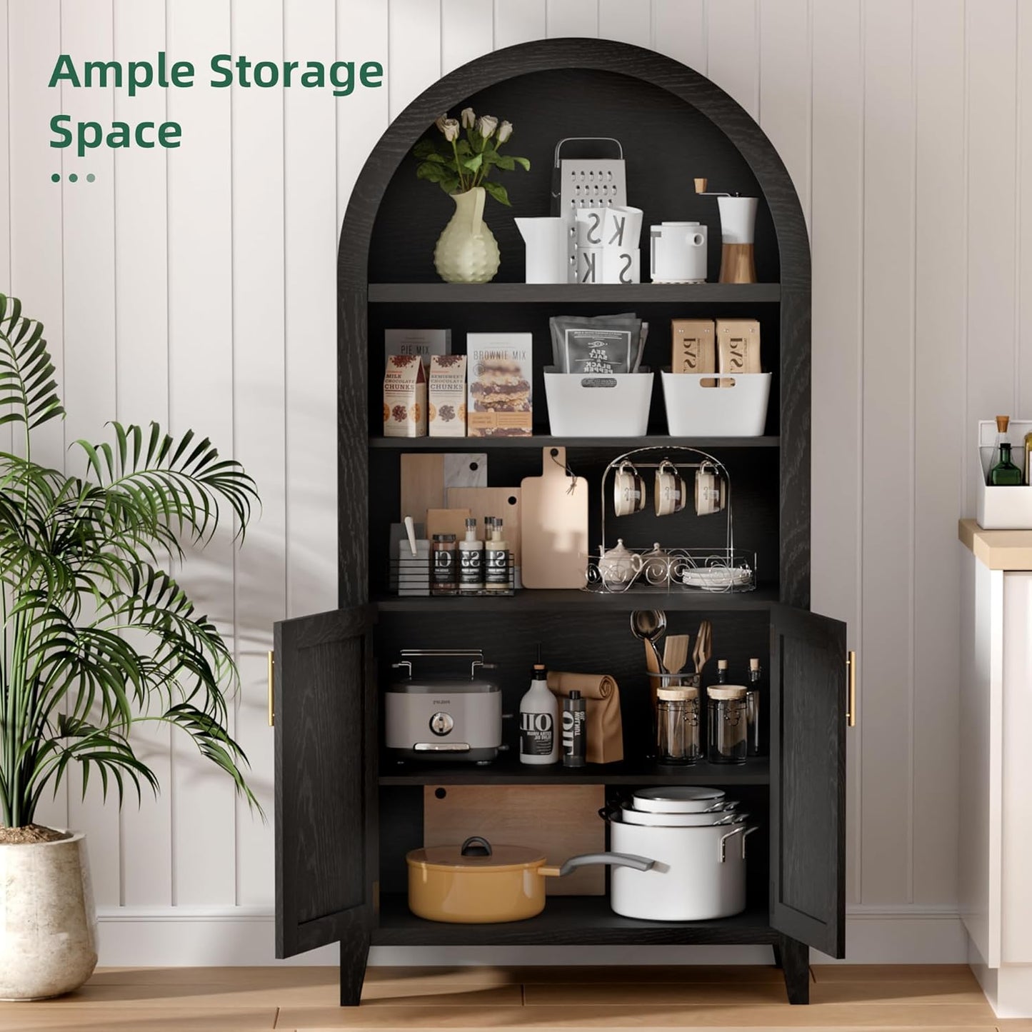 Mia Black Arched Storage Display Cabinet