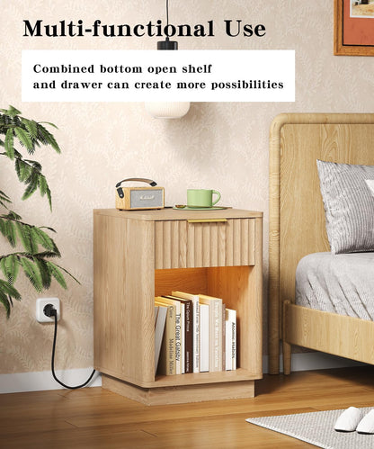 Sloane Fluted Nightstand Set of 2 with Charging Station