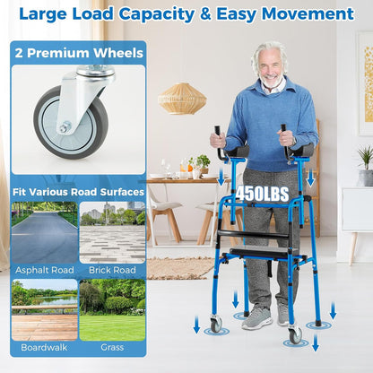 Senior Lightweight Upright Mobility Walker With Seat