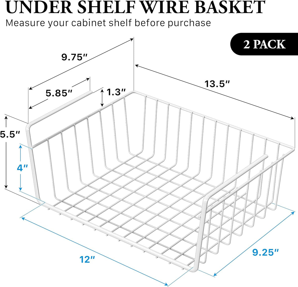 Vada Under-Shelf Wire Baskets 2-Pack