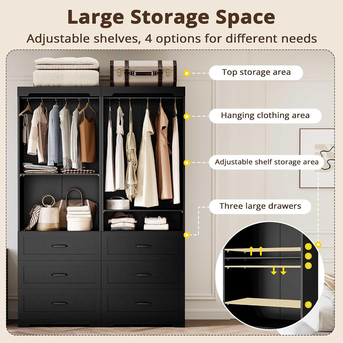 Isla Freestanding Closet System with 3 Drawers