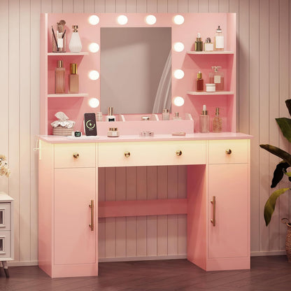 Paloma Lighted Vanity Desk with Charging Station