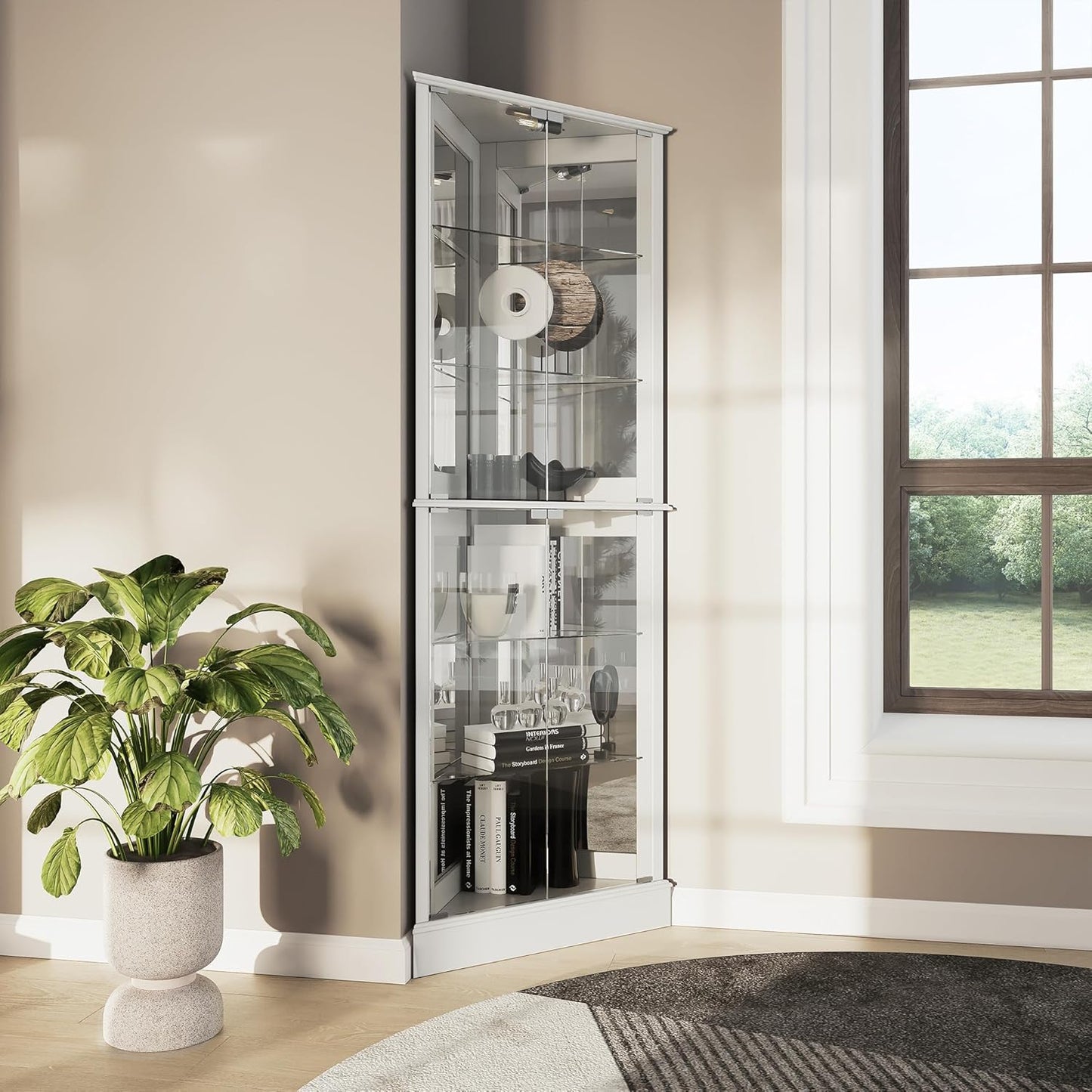 Nunez Corner Curio Cabinet With Glass Doors