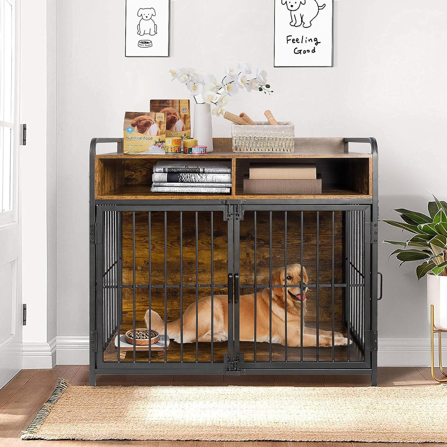 Faye Rustic Large Dog Crates Furniture