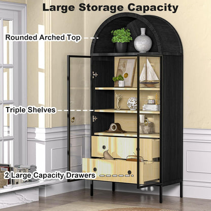 Lea Black Arched Storage Display Cabinet