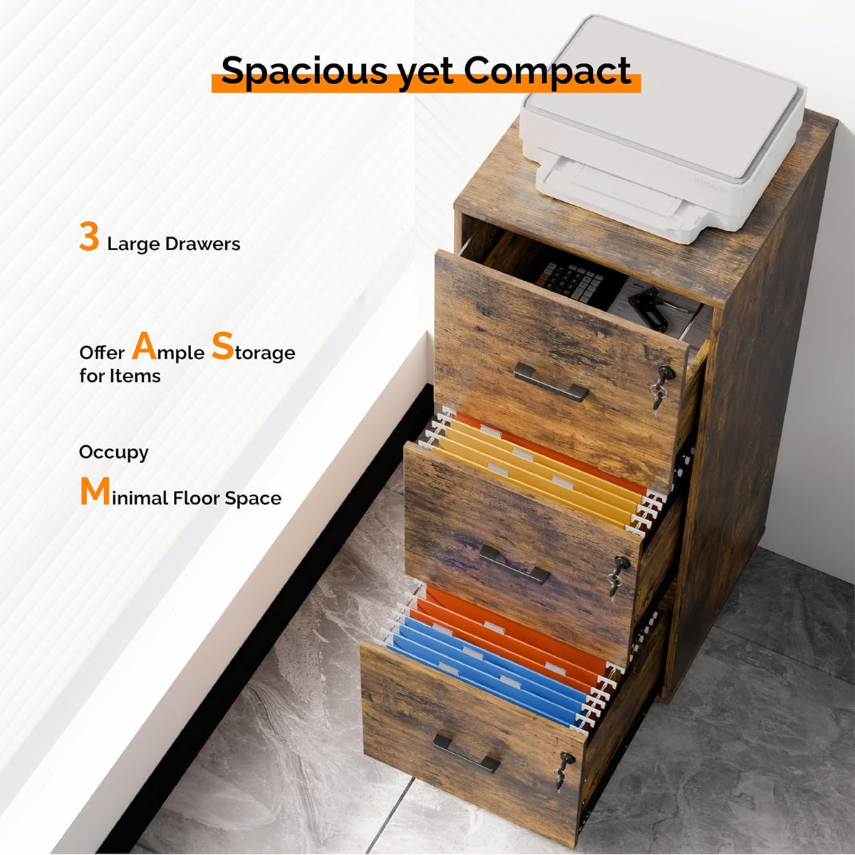 Faye Lockable 3 Drawer Vertical File Cabinet