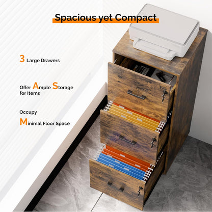 Faye Lockable 3 Drawer Vertical File Cabinet