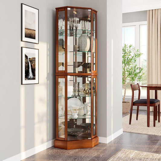 Romeo Corner Curio Cabinet With Glass Doors