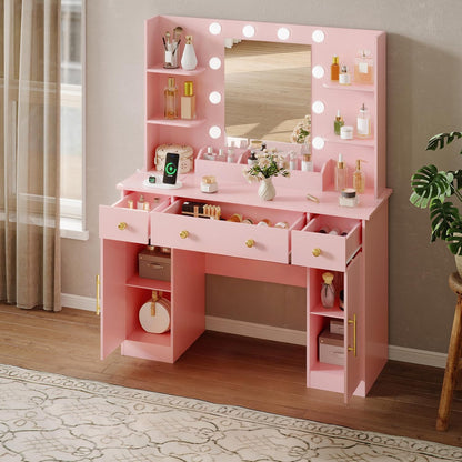 Paloma Lighted Vanity Desk with Charging Station
