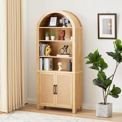 Rattan Tall Arched Storage Display Cabinet