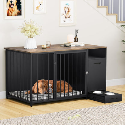 Keller Large Dog Crates Furniture With Bowl