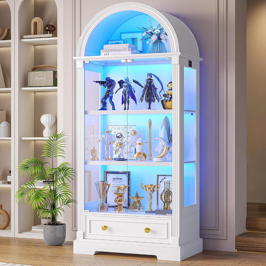 Ivy Arched Display Cabinet with Glass Doors & Sensor Lights - Canva Home