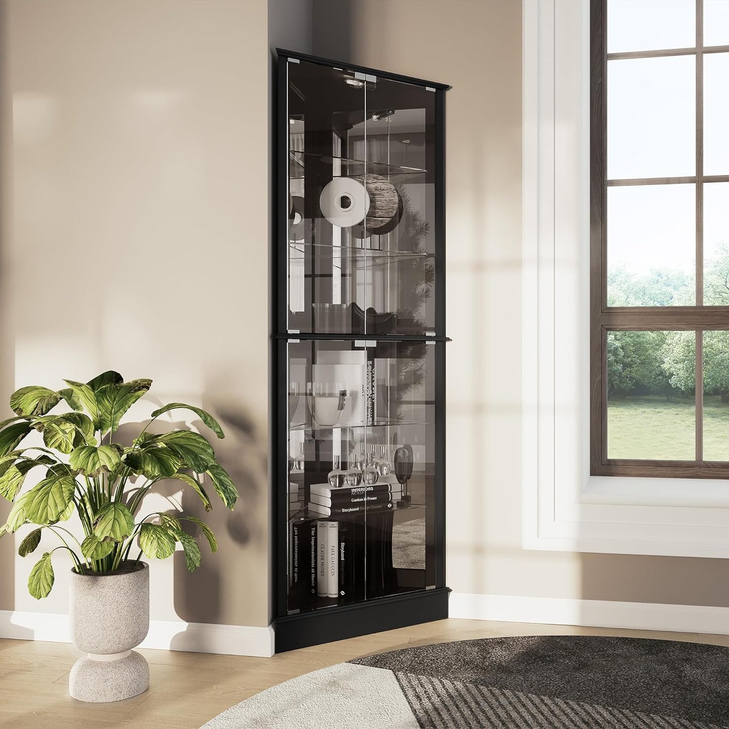 Nunez Corner Curio Cabinet With Glass Doors