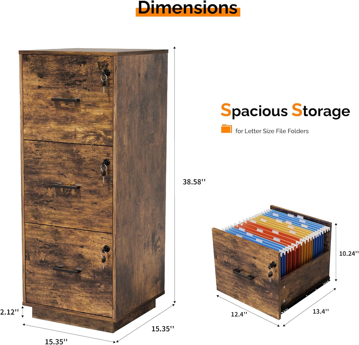 Faye Lockable 3 Drawer Vertical File Cabinet