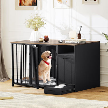 Keller Large Dog Crates Furniture With Bowl