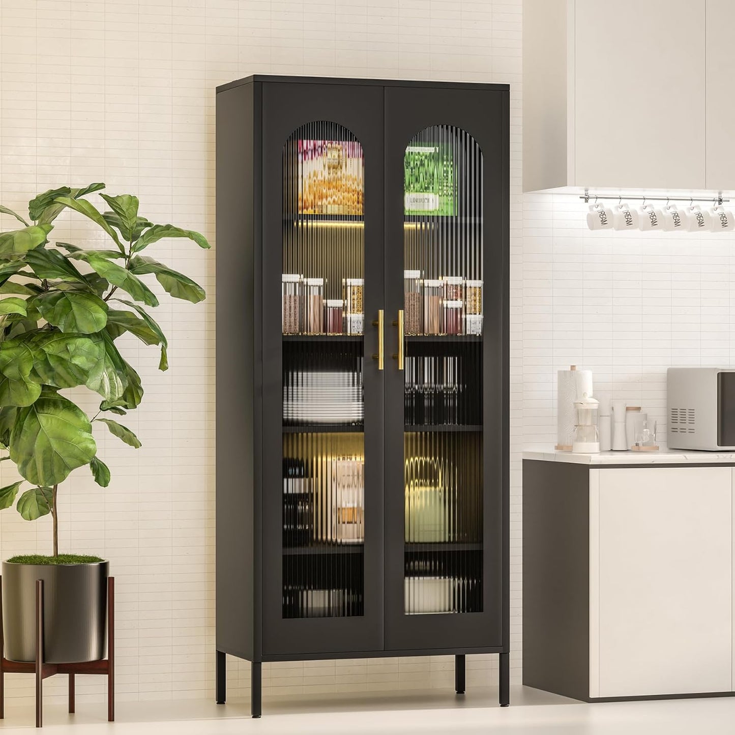 Flores Black Cabinet With Glass