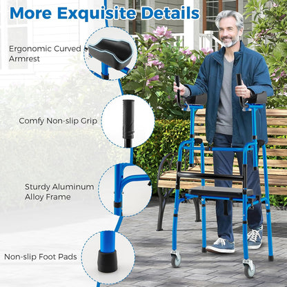 Senior Lightweight Upright Mobility Walker With Seat