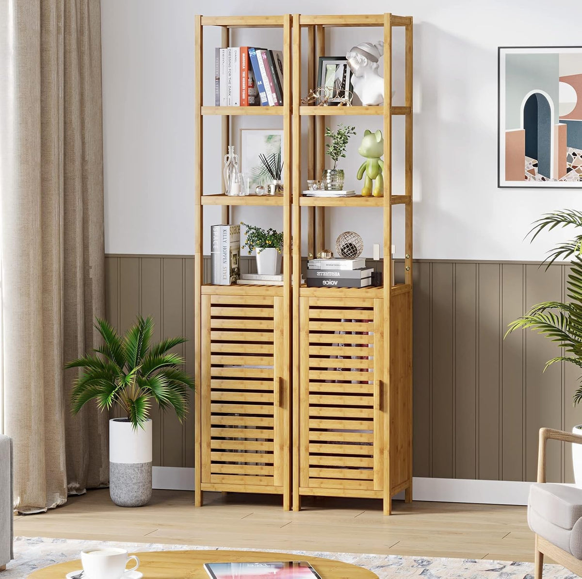 Linnea Bamboo Tall Slim Linen Tower