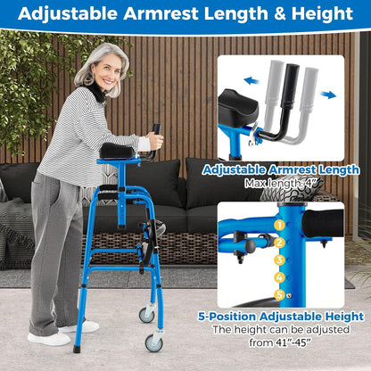 Senior Lightweight Upright Mobility Walker With Seat