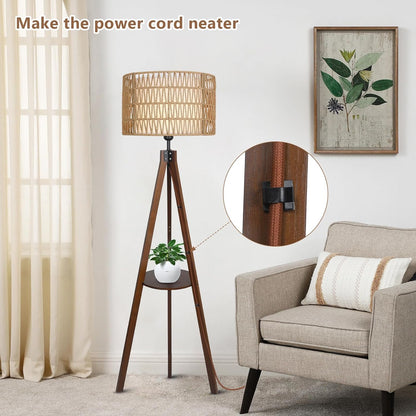 Tripod Rattan Living Room Floor Lamp