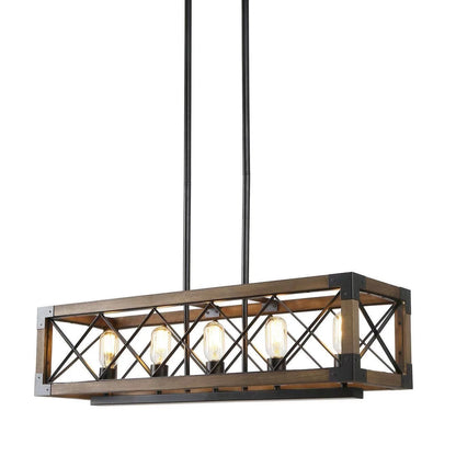 5 Lights Linear Farmhouse Dining Room Chandelier