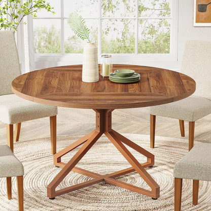 Willie Round Rustic Farmhouse Dining Table For 4