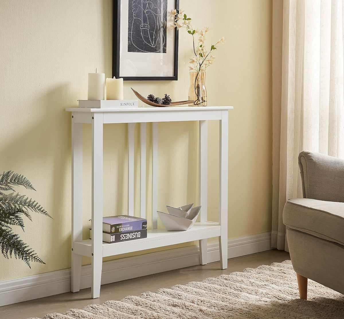 Kinsley Ultra Slim 7 Inch White Entryway Table