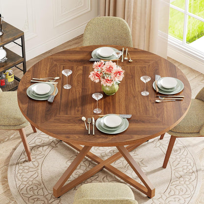 Willie Round Rustic Farmhouse Dining Table For 4