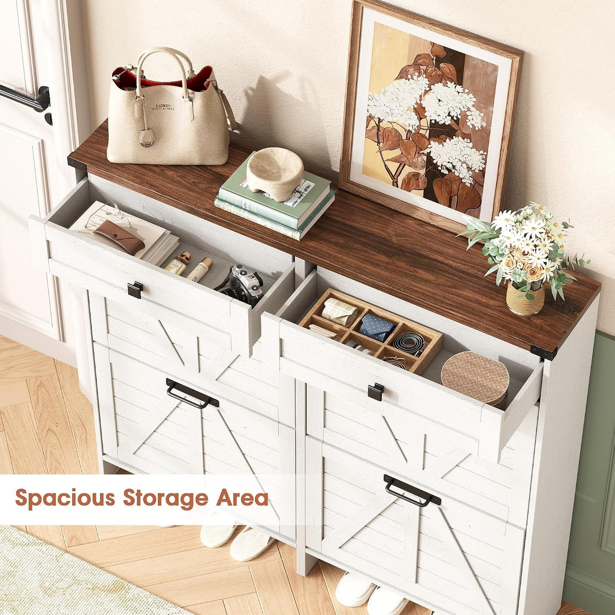 Esme Slim Shoe Cabinet with 4 Flip Drawers