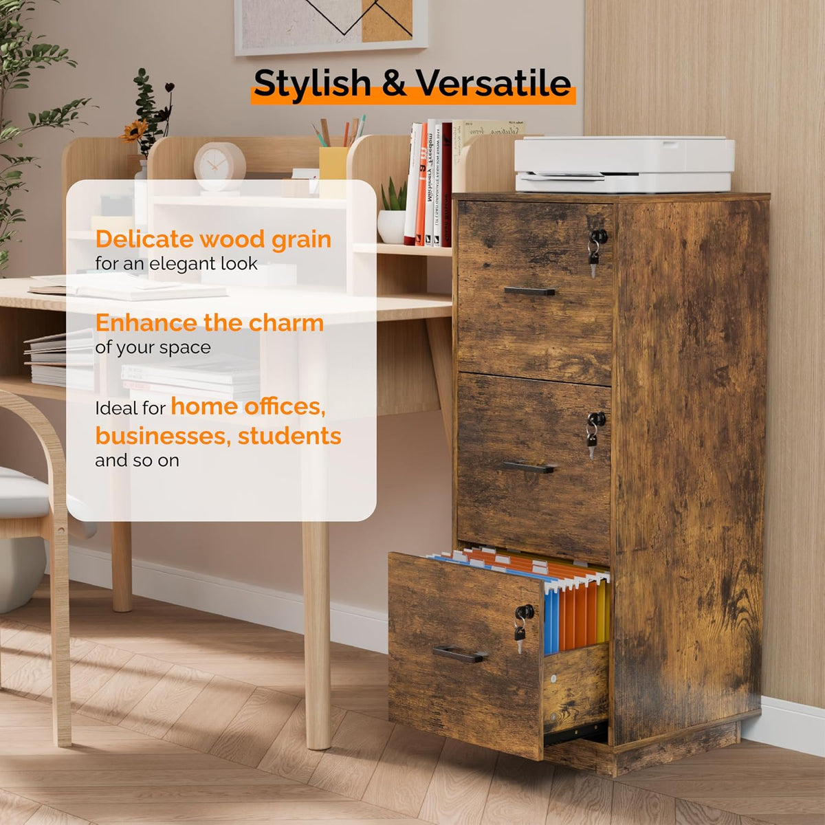 Faye Lockable 3 Drawer Vertical File Cabinet