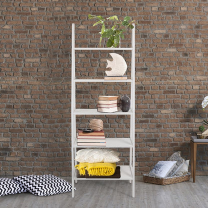 Cassidy Solid Wood 5 Shelf Ladder Bookcase