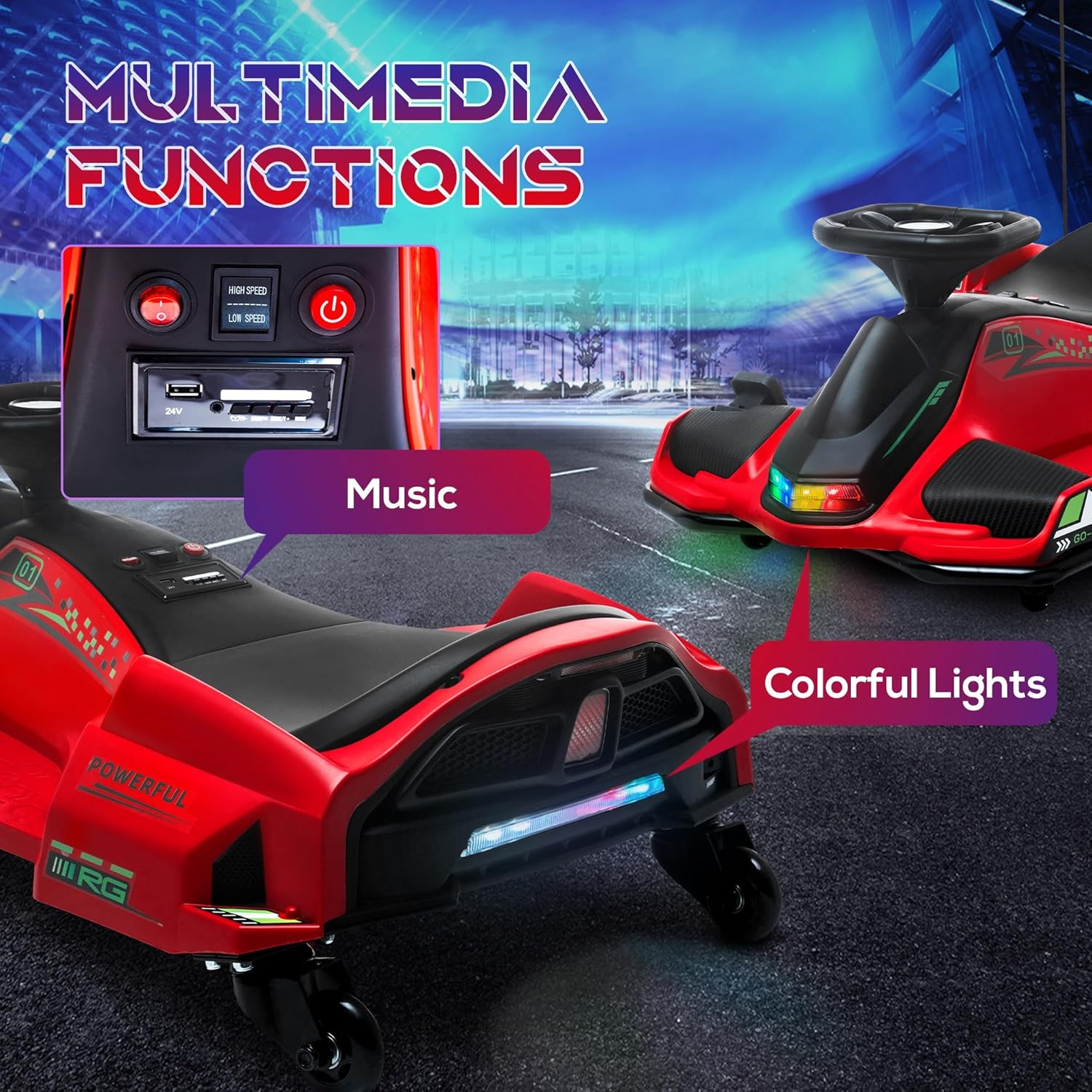 24V Electric Go-Kart for Kids W/ Remote Control - Canva Home