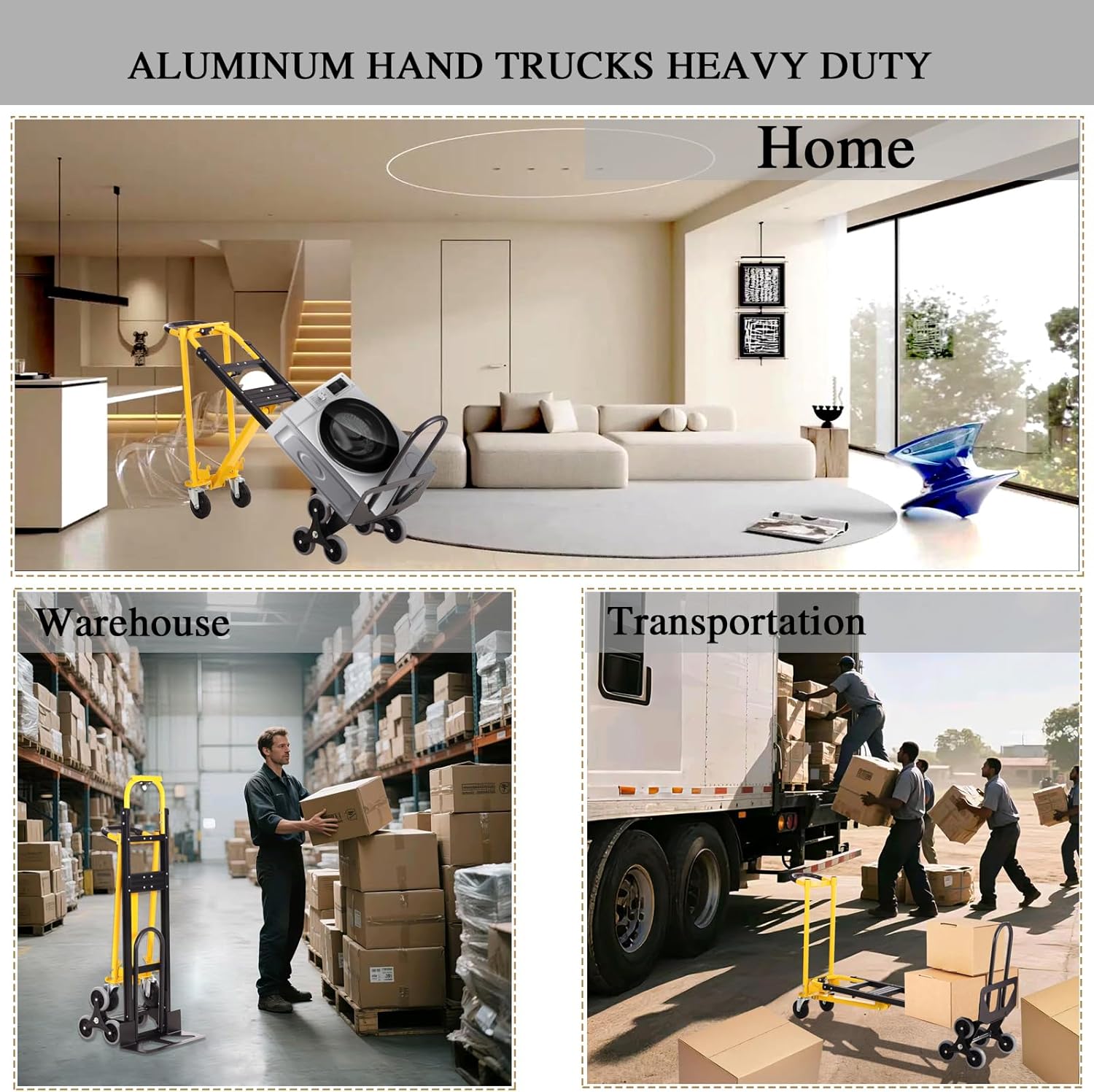 3-in-1 Industrial Convertible Hand Truck Dolly Cart - Canva Home